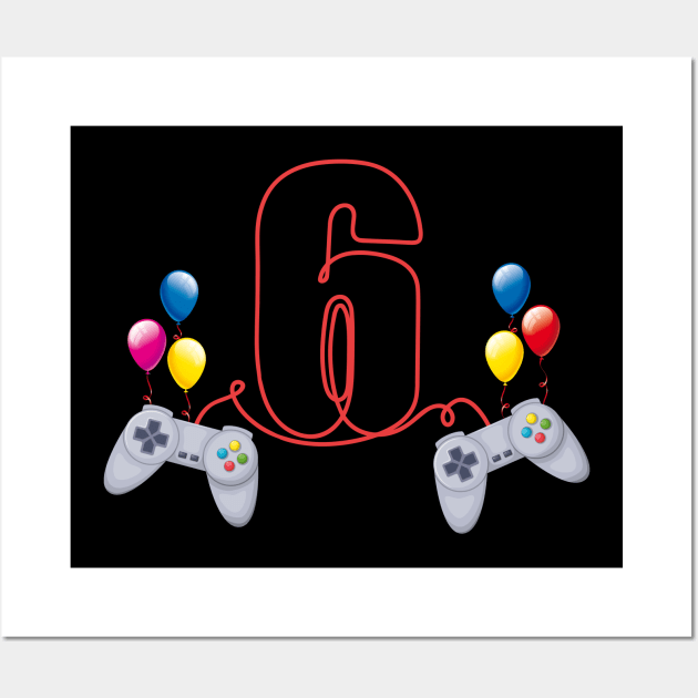 6th Birthday Boy Toddlers Video Gamer Store Wall Art by Msafi